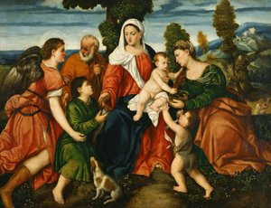 Japanese: n: n The Holy Family with Tobias and the Angel, Saint Dorothy, Giovannino, and the Miracle of the Corn beyond 